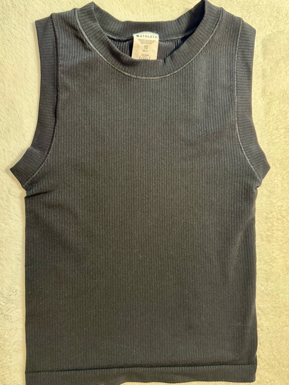 Athleta Black Rib-Knit Crewneck Tank